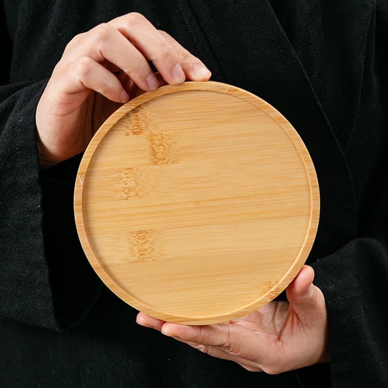 Bamboo Round Tray Succulent Flower Pot Bamboo Tray Snack Plate Accessories Heat Insulation Non-Slip Bamboo Shaped Multi Tea Coaster Wholesale