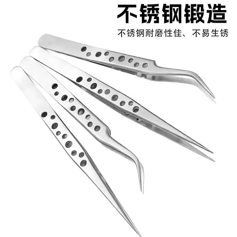 High Precision 9-Hole Tweezers Stainless Steel Curved Tip with Heat Dissipation Holes, Phone Repair Tool Solder Paste 9-Hole Tweezers