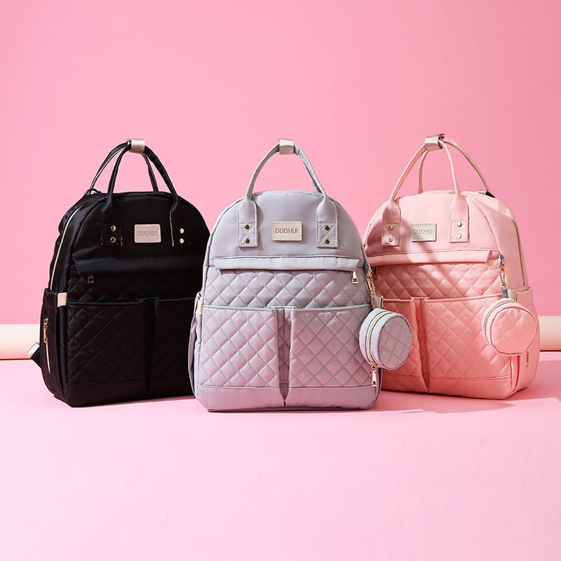 Cross-border wholesale backpack mommy bag large capacity diaper bag new style backpack mommy insulation bag rhombus fashion
