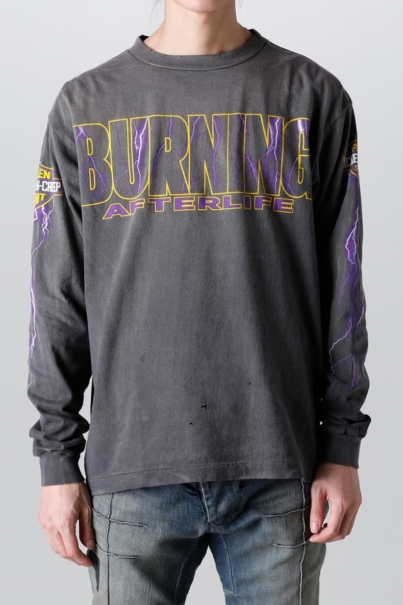 SAINT MICHAEL 23SS EVIL SPILIT Long Sleeve Distressed Destroyed Long Sleeve T-Shirt for Men and Women