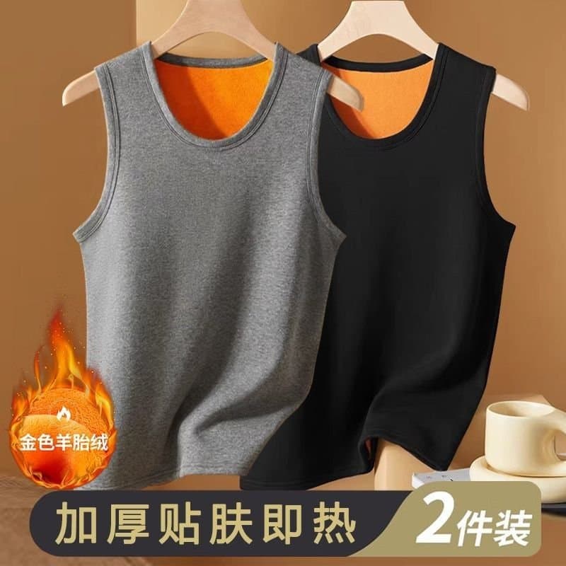 Winter Gold Warm Vest for Men, Fleece Lined Thick Youth Slim Fit Undershirt Sleeveless T-Shirt Innerwear Tank Top