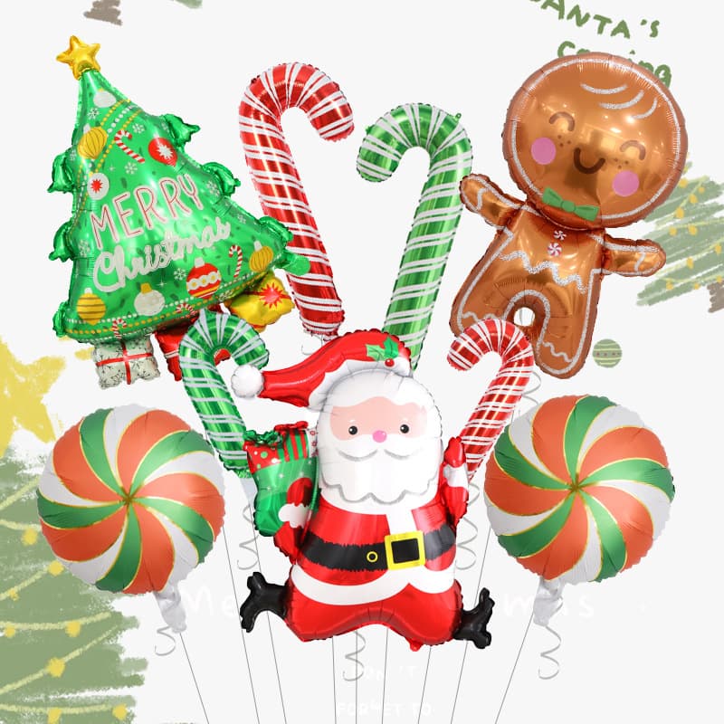 Christmas Tree Gingerbread Man Aluminum Film Balloon Santa Claus Candy Balloon Christmas Atmosphere Desktop Decoration Balloon