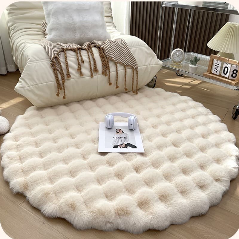 Bubble Velvet Rug Window Seat Cushion Bedside Rug Thickened Living Room Sofa Coffee Table French Plush Feel Carpet Light Luxury Round