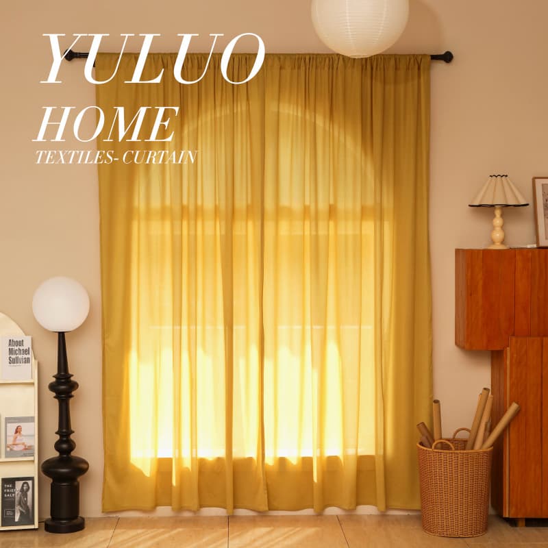Colored Solid Window Sheer Curtain, French Vintage, Light-Transmitting but Not See-Through, Nordic Modern Simple Light Luxury Privacy Curtain