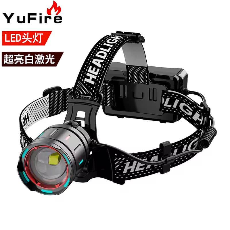 Cross-border ultra-bright colorful white laser headlamp, head-mounted LED spotlight searchlight, night fishing outdoor multi-functional for home use