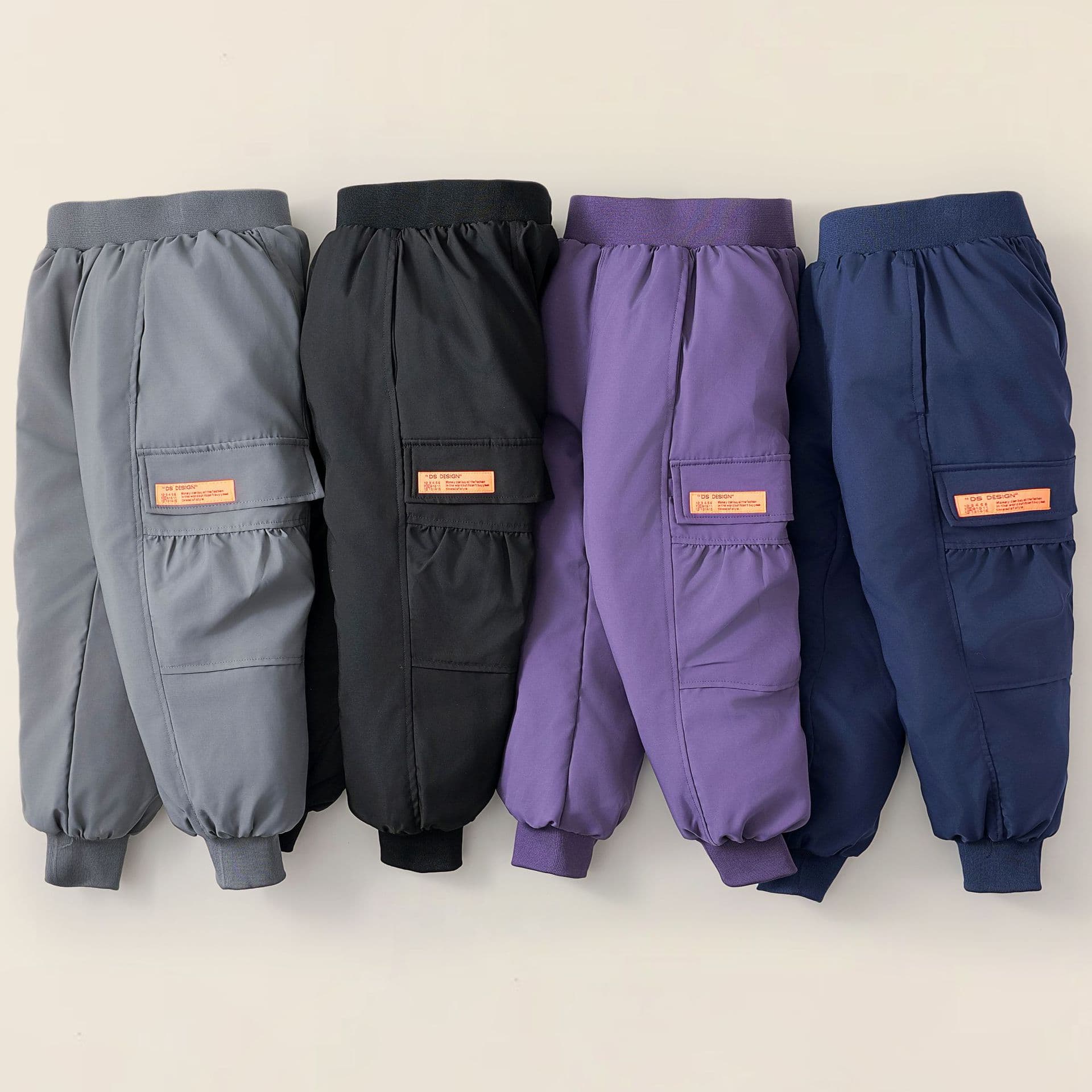 2025 New Solid Color Workwear Down Pants for Children, Thickened Warm White Duck Down for Boys and Girls