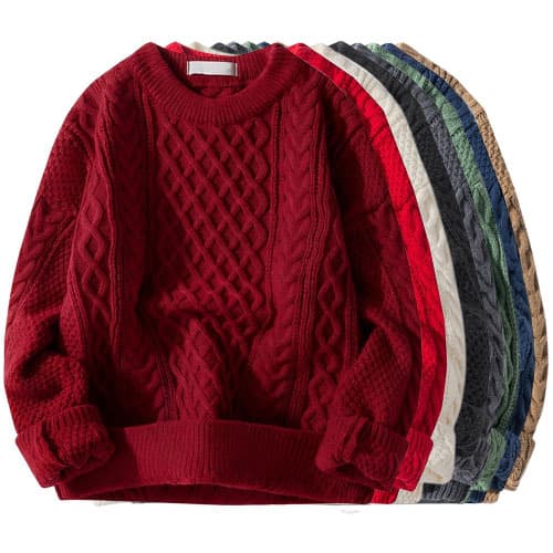 Red Cable Knit Sweater for Men and Women, Zodiac Year Style, Autumn/Winter, Cross-Border Hot Seller, European Size, Plus Size, Factory Wholesale