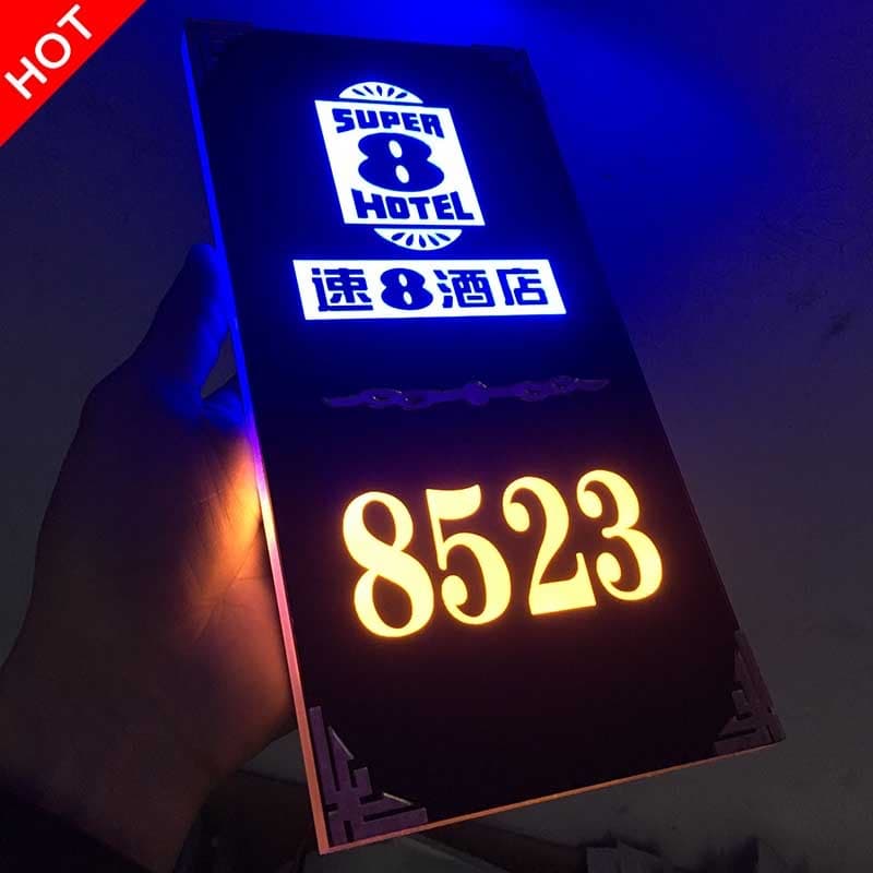 Custom LED Acrylic Electronic Door Plates with Touch Doorbells for Hotels