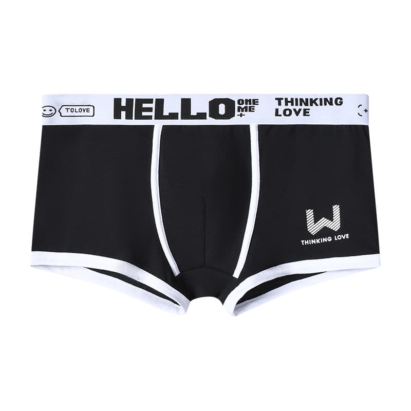 New Men's Boxer Briefs Breathable Comfortable Mid-Rise Letter Print Seamless Young Men's Underwear Factory Direct