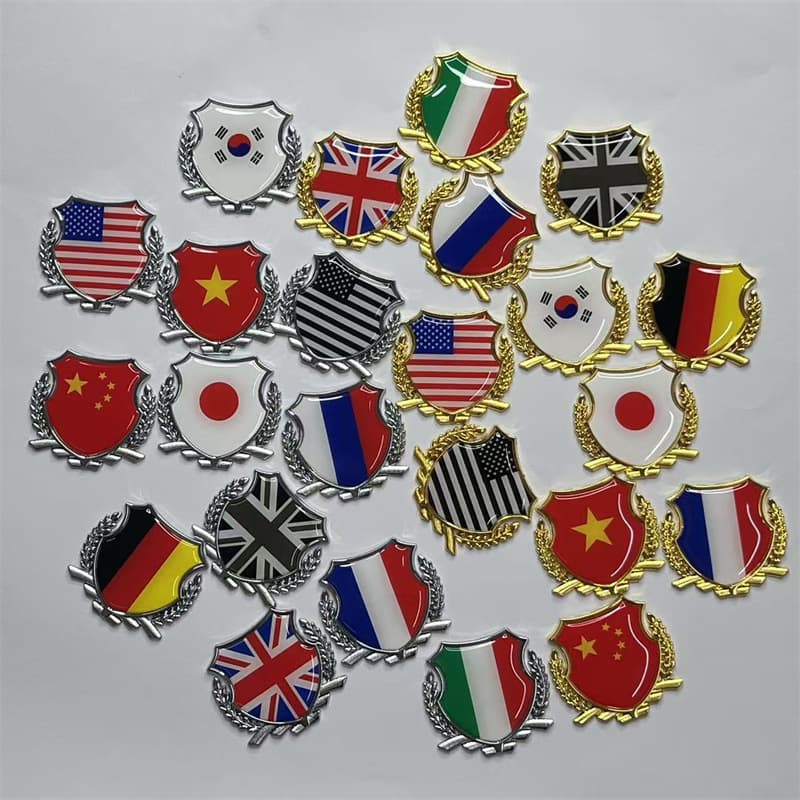 Cross-border car metal flag car stickers United States, Germany, Italy, France, UK, Japan, Vietnam side label car stickers
