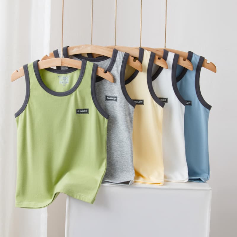 Boys' Cotton Vest, Summer Thin Inner Wear, Youth and Middle Children's Undershirt Tank Top