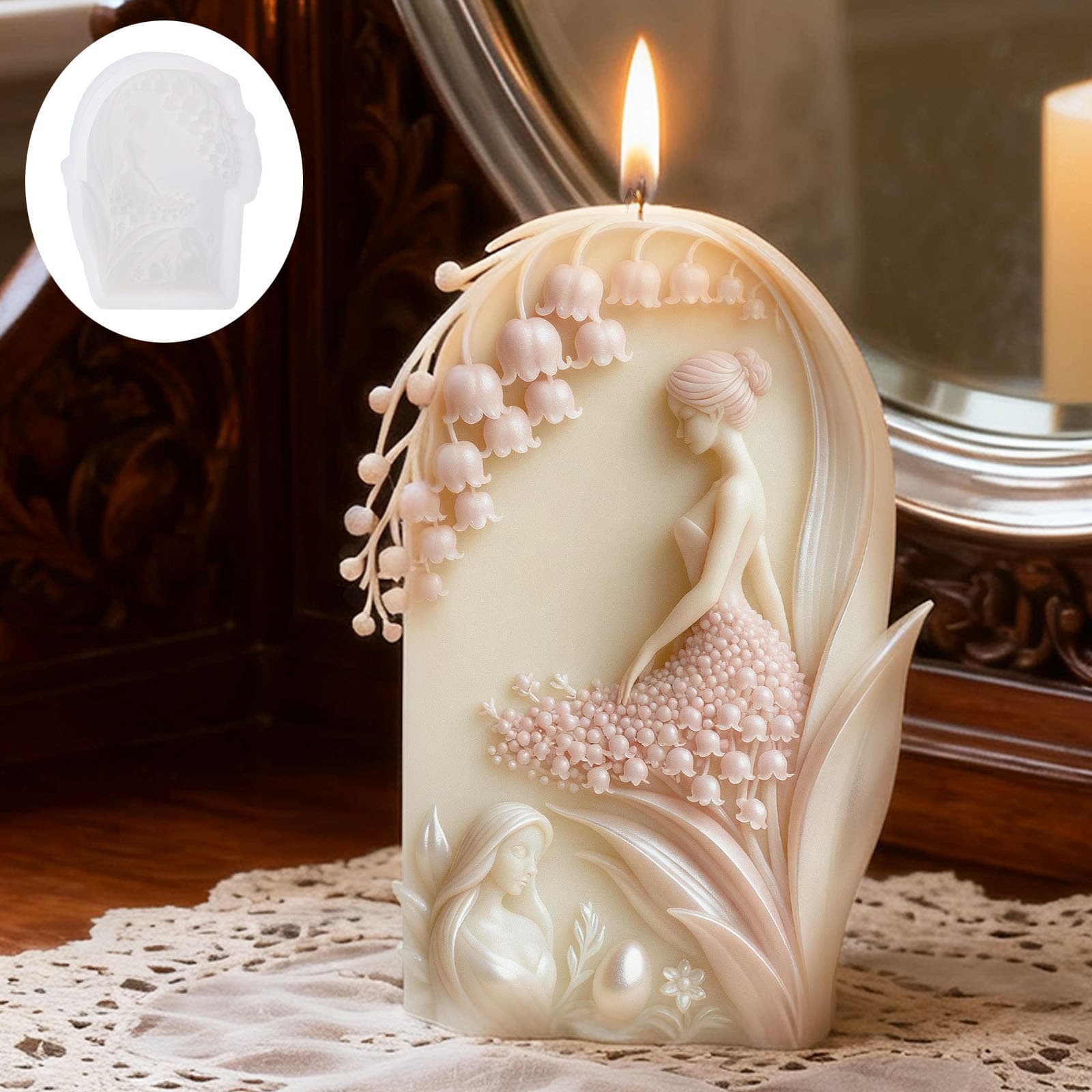 Sanxin Lily of the Valley Dreamy Aromatherapy Candle Silicone Mold DIY Angel Shape 3D Handmade Cake