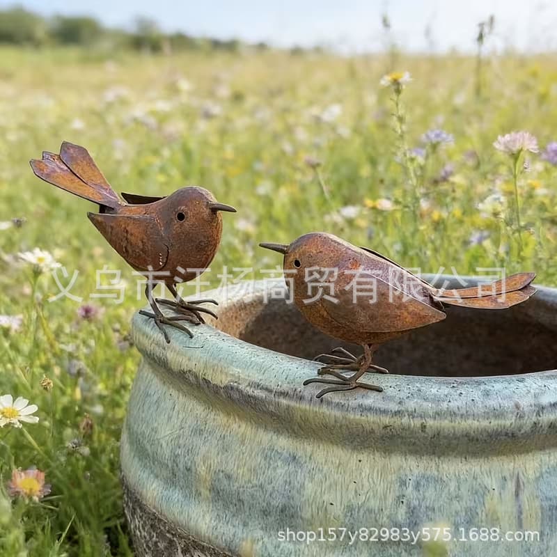 Cross-border AliExpress JIT supply courtyard rusty bird set metal silhouette TEMU TK one piece drop shipping