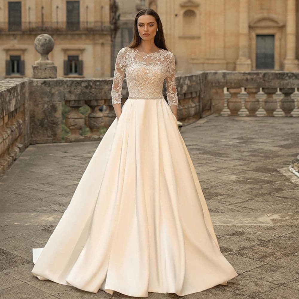 Cross-Border Foreign Trade Wedding Dress 2026 New Summer Amazon Wish Satin Dropshipping European and American New Light Wedding Dress