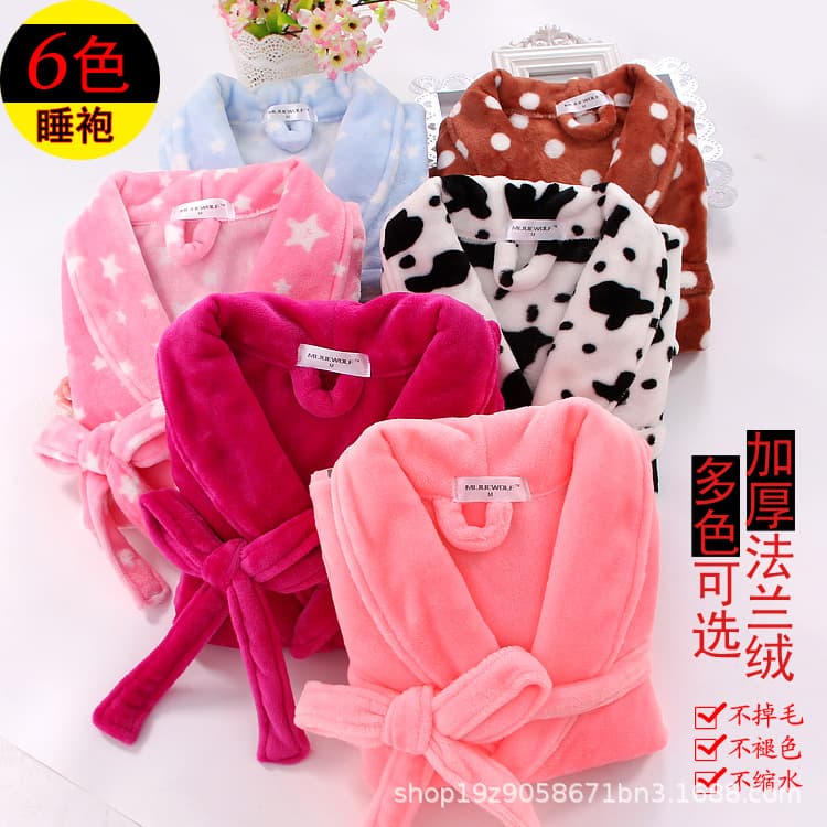 Women's Flannel Solid Bathrobe, Autumn and Winter Home Leisure Style, Thick Comfortable Robe, Loungewear, Wholesale and Drop Shipping