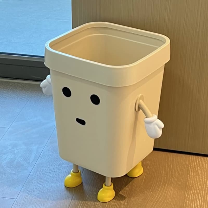 Cute Cartoon Large Capacity Trash Can, Household High-Aesthetic Children's Creative Simple Toilet Bedroom Wastebasket