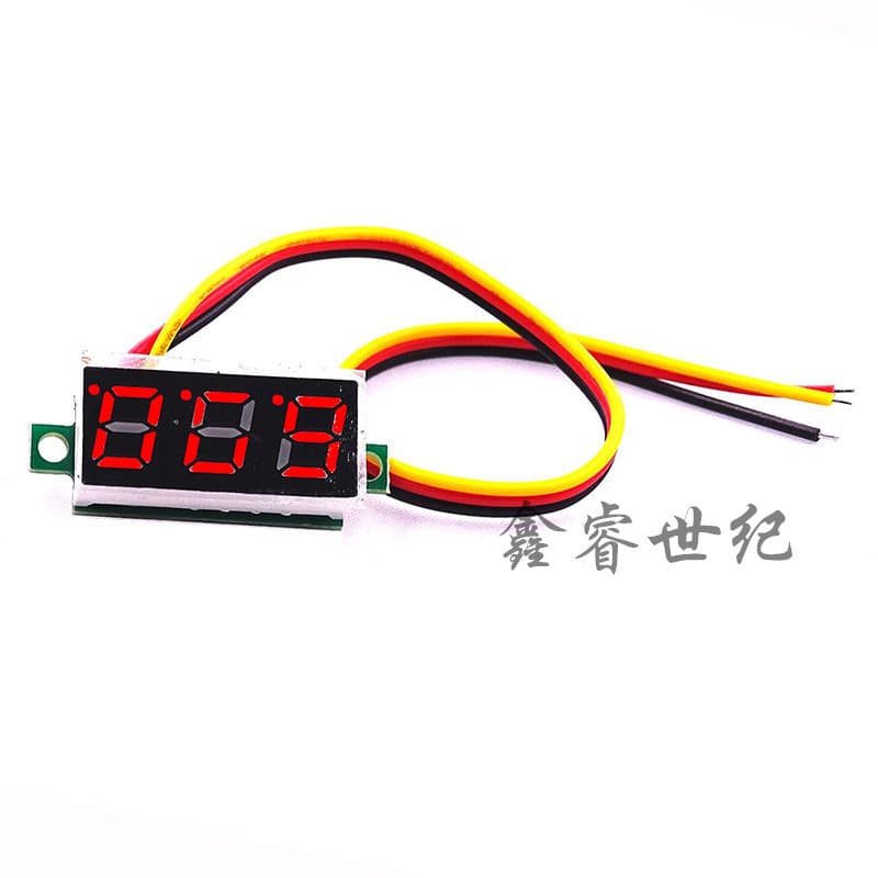0.28-inch Ultra-Small Digital DC Voltmeter Header, Digital Display, Adjustable, 3-Wire DC 0-100V, Battery Voltmeter