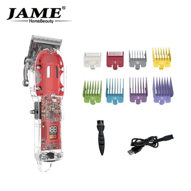 Jiamei Cross-border Hair Clipper, Home Rechargeable Hair Trimmer, Transparent Electric Hair Clipper, Hair Cutting Tool
