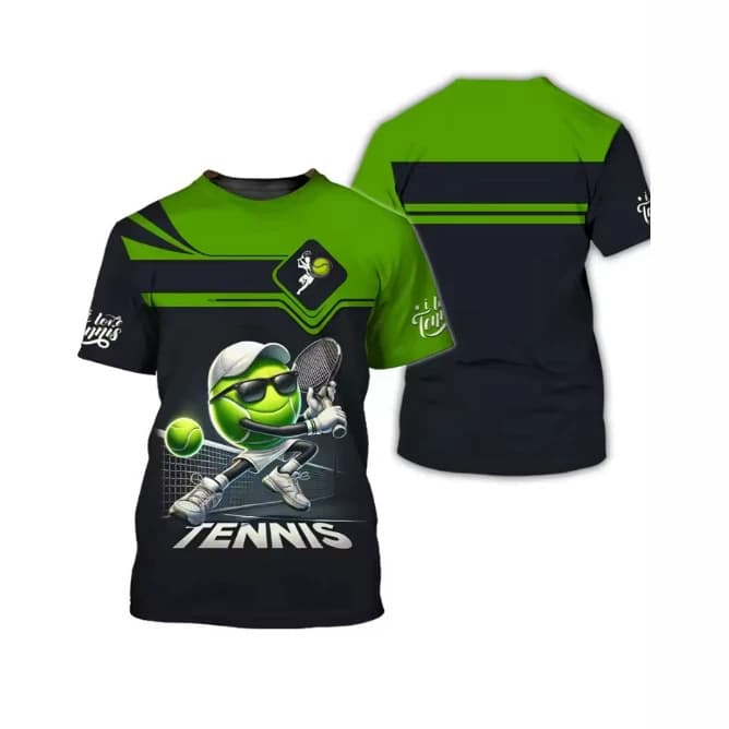 Tennis T-shirt Men's 3D Printed Personalized T-Shirt Athlete Short Sleeve Top Summer Round Neck T-Shirt