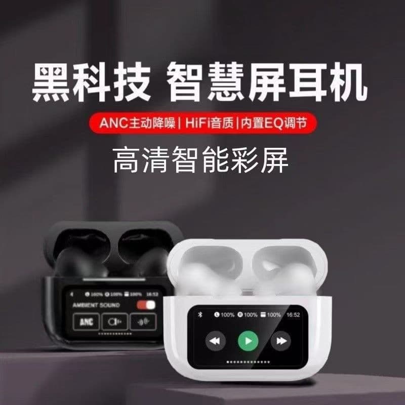 2025 New Cross-Border Bluetooth Earbuds A9 Pro Wireless AI Translation ANC Noise Cancelling, Color Screen, Compatible with Android and Apple