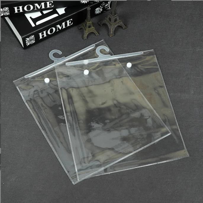 In Stock Transparent Garment Bag PVC Hook Bag Custom PVC Button Bag Underwear Pants Snap-On Packaging Bag Custom