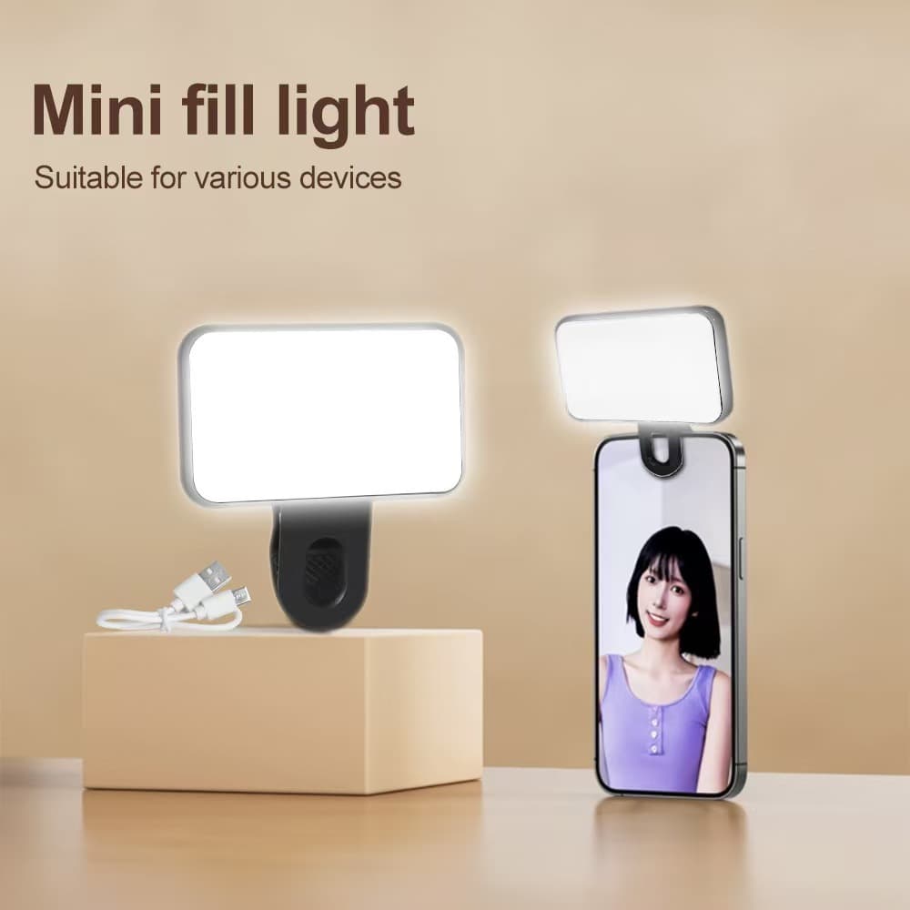 Clip-On Fill Light for Phone Live Streaming Video Recording Video Conferencing Beauty Selfie Three Color Temperature Mini Portable Pocket Light