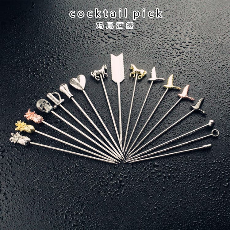 Stainless Steel 304 Fruit Picks, Cake Skewers, Salad Picks, Cocktail Sticks, Fruit Forks, and Light Luxury Cross-border Export Items