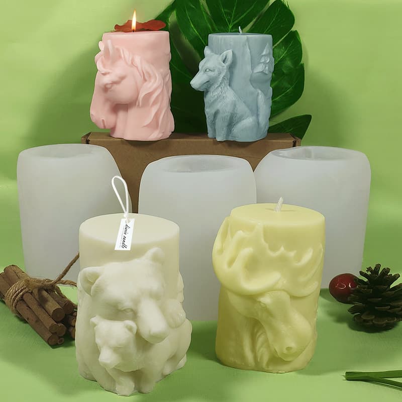 Wenxin Animal Cylindrical Scented Candle Silicone Mold DIY Elk Diffusing Stone Handmade Soap Plaster Ornament Grinding Tool