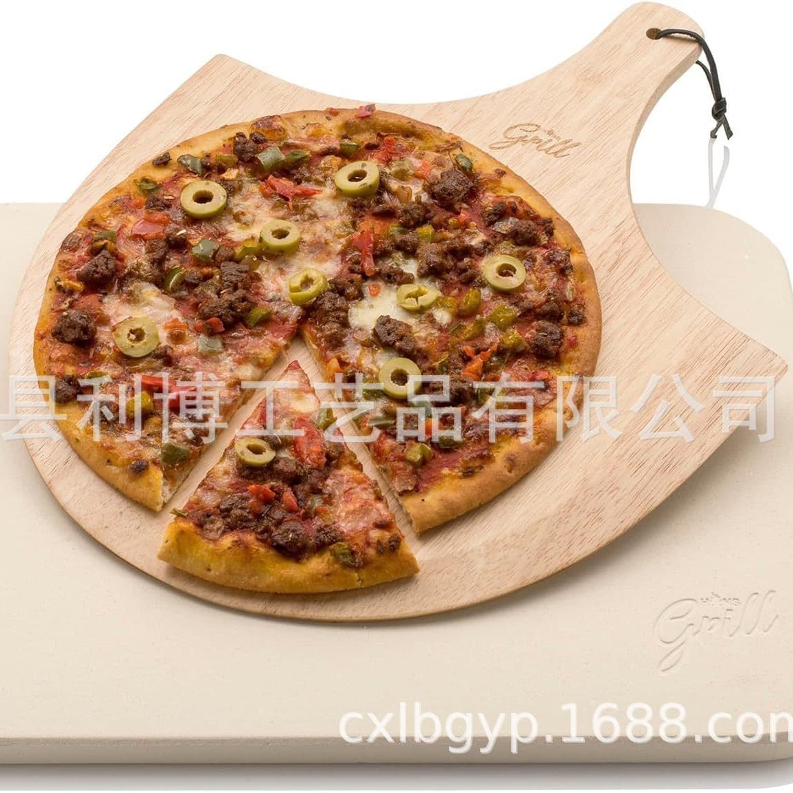 Amazon Cross-border Creative Bamboo Half-round Pizza Peel Pizza Tray Kitchen Tool with Handle Wooden Cutting Board