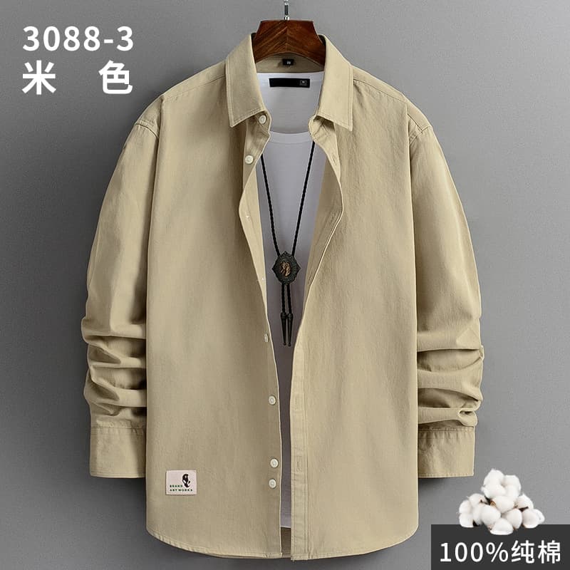 Japanese work style 100% cotton shirt men's loose casual spring and autumn versatile shirt jacket