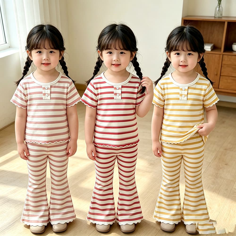 Super Cute Summer Girls Set, Fashionable 2-6 Years Old Baby Summer Outfit, Infant Little Girl Clothes