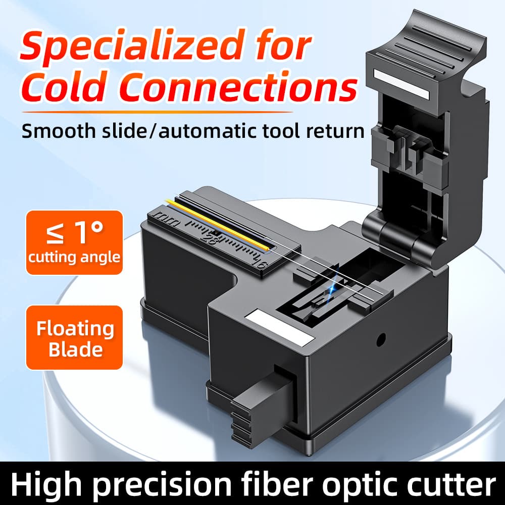 Mini Fiber Optic Cutter with Auto-Return Blade, FTTH Cold Splicing Tool, Fiber Optic Cleaver