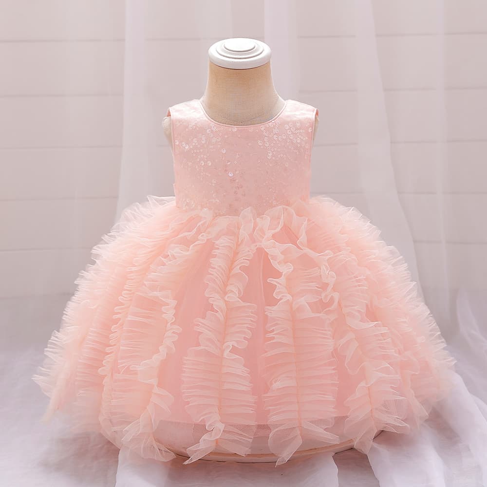 Children's Princess Dress Cake Skirt Birthday Party Wear Frock for Toddlers Baby Girl's Clothing Polyester Blend Cotton Lining