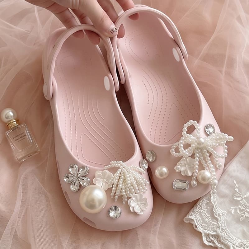 Ballet Clogs for Women Eva 2026 New Style Floral Pearl Cute Comfortable Princess Closed-Toe Slippers Wholesale