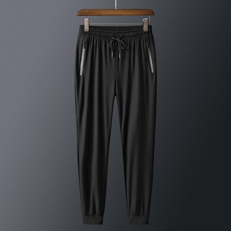 2026 Summer New Plus Size Cross-Border Running Elastic Solid Outdoor Sports Nylon Quick-Dry Ice Silk Pants Men