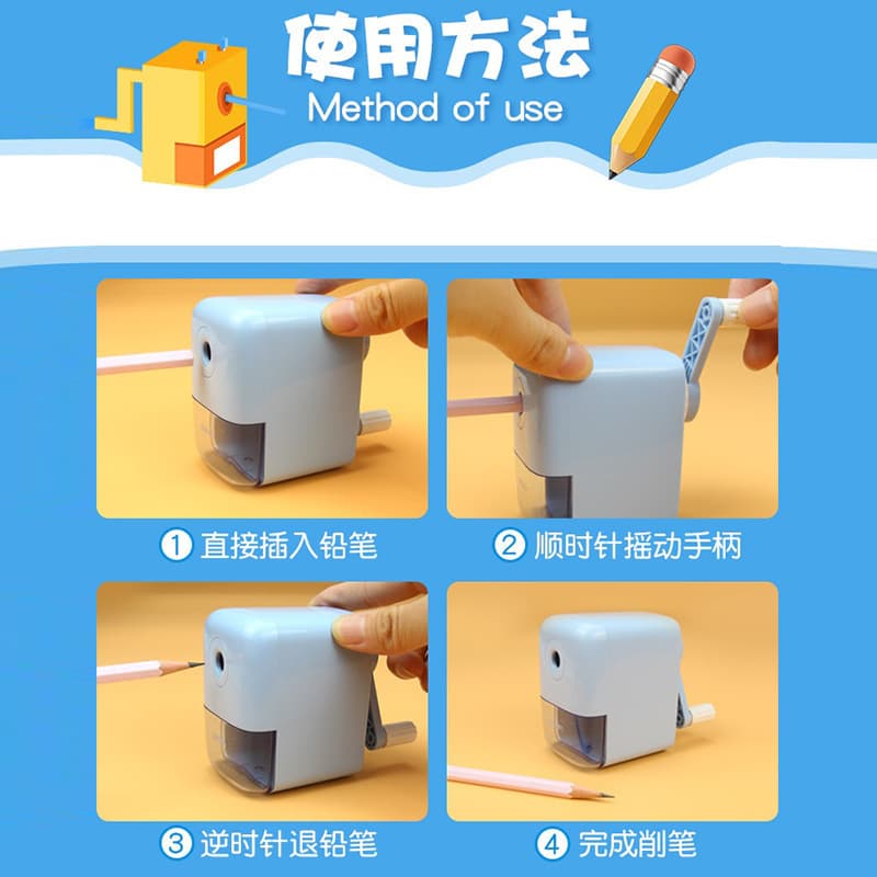 Deli Stationery 71158 Auto-Feed Pencil Sharpener, Kids Hand-Crank Pencil Sharpener, Rotary Pencil Sharpener