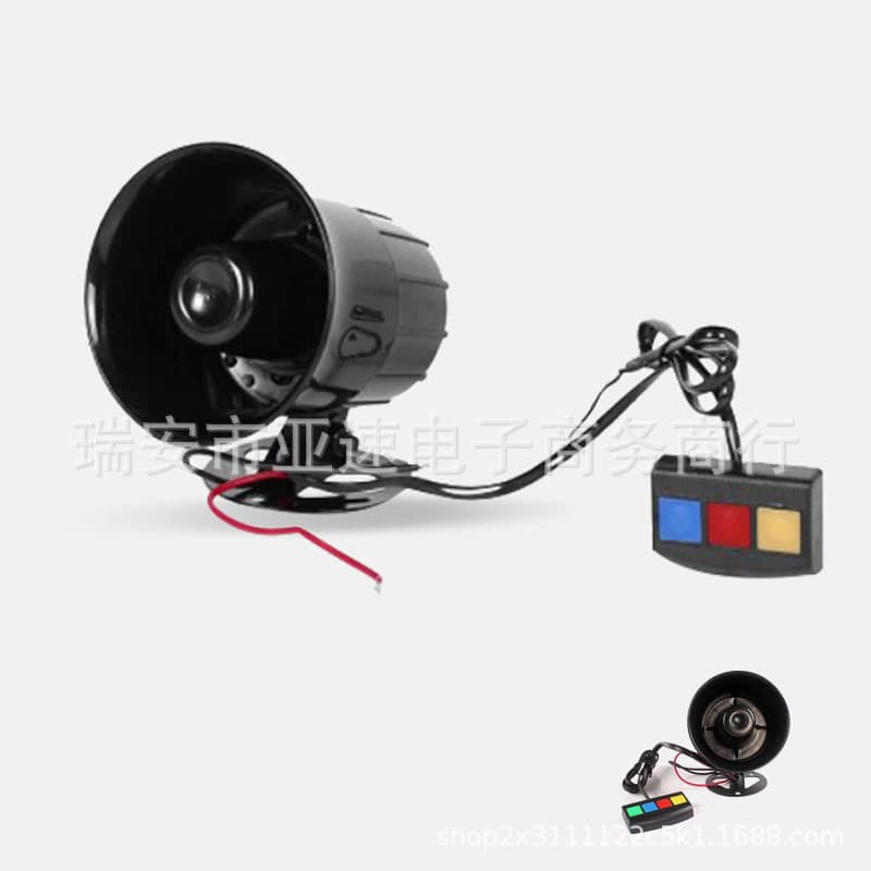 4 Tone Siren Horn Motorcycle Public Address 3 Tone 12V TZ-415-2 Separate Loudspeaker High Sensitivity Vehicle Alarm Black