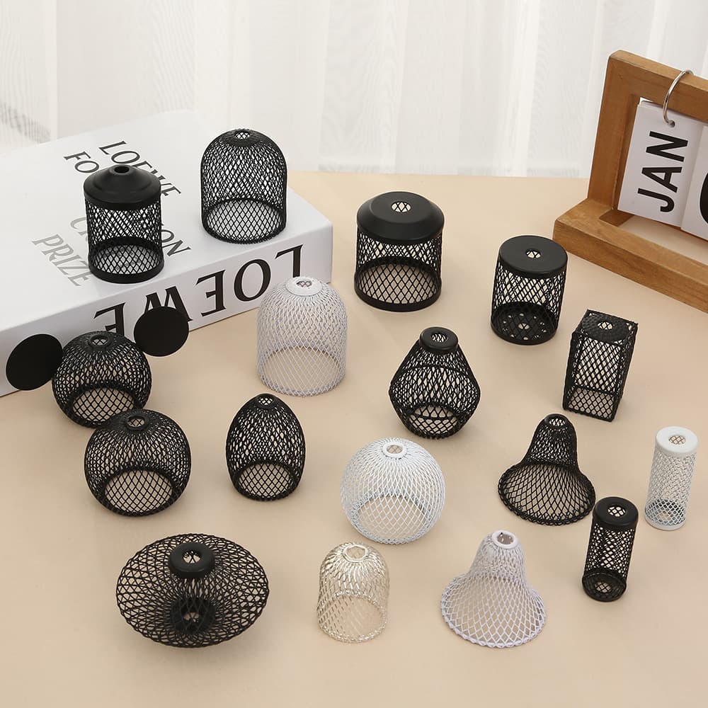 Retro mesh LED lampshade outdoor metal mesh lampshade iron craft black wire mesh lampshade lighting accessories