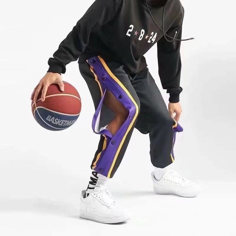 2025 Men's Full-Open Loose Wide-Leg Side Button Casual Basketball Training Sports Pants