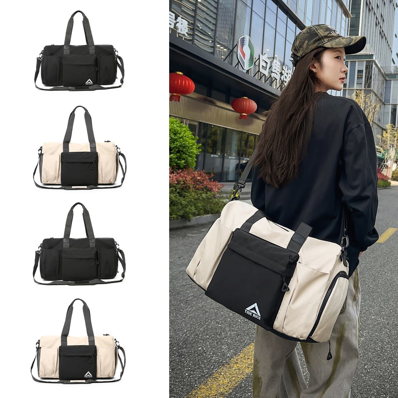 Women's Fitness Bag, Cross-Border Trendy Portable Yoga Bag, Multifunctional Large-Capacity Crossbody Travel Bag with Shoe Compartment Luggage Bag