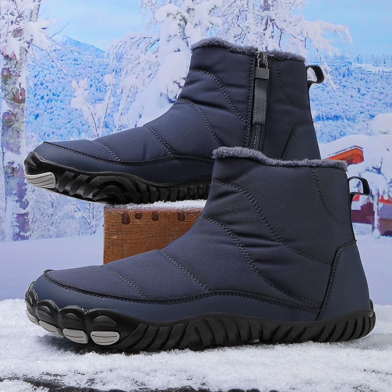 Cross-border Couple Winter Wide Toe Barefoot Cotton Shoes Men Side Zipper Waterproof Snow Boots Women High Top Fleece Lined Warm Winter Shoes