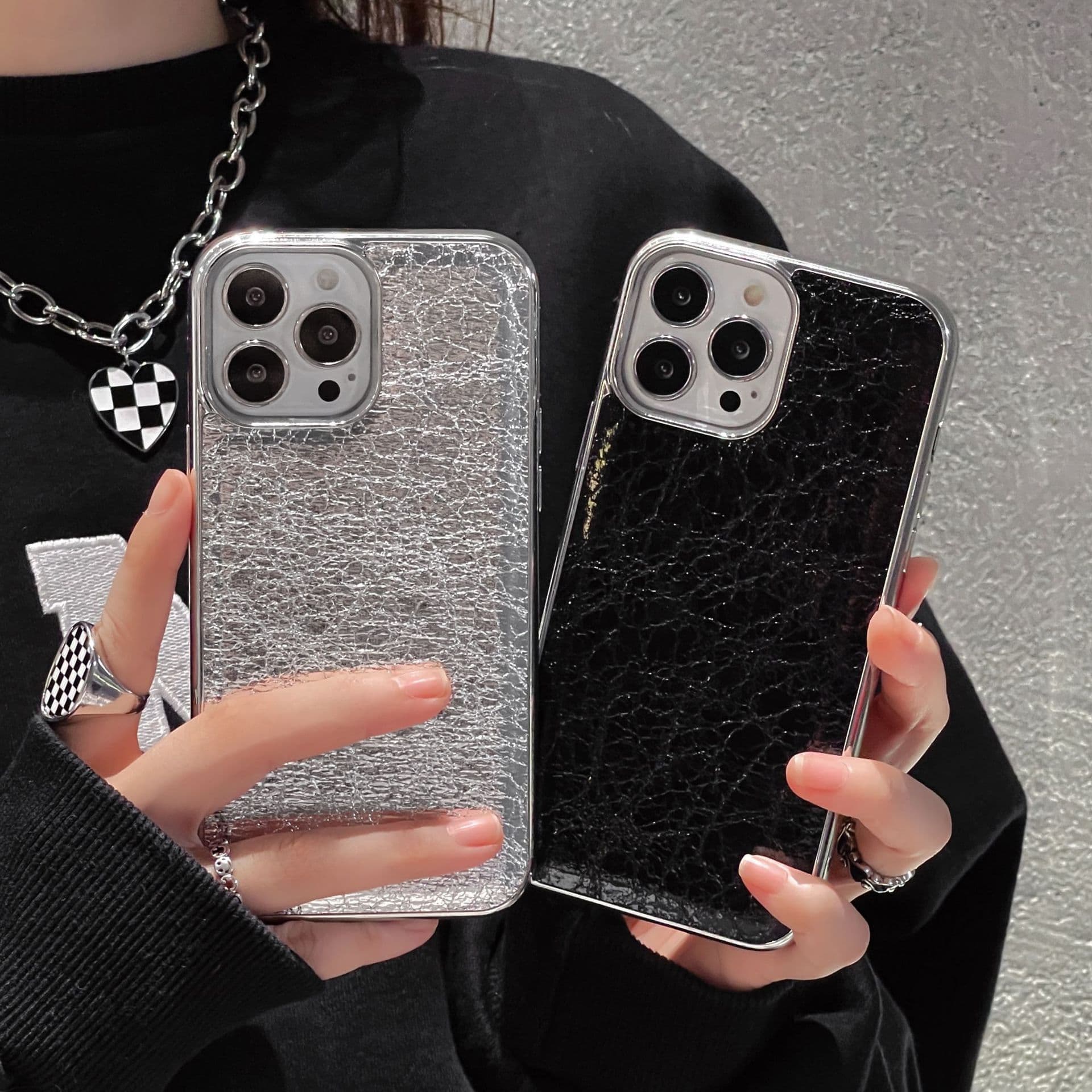 Compatible with Apple iPhone 17 Case Letter Trendy Brand iPhone 14 Pro Max Foil Texture Full Coverage Case 13 Protective Cover 11