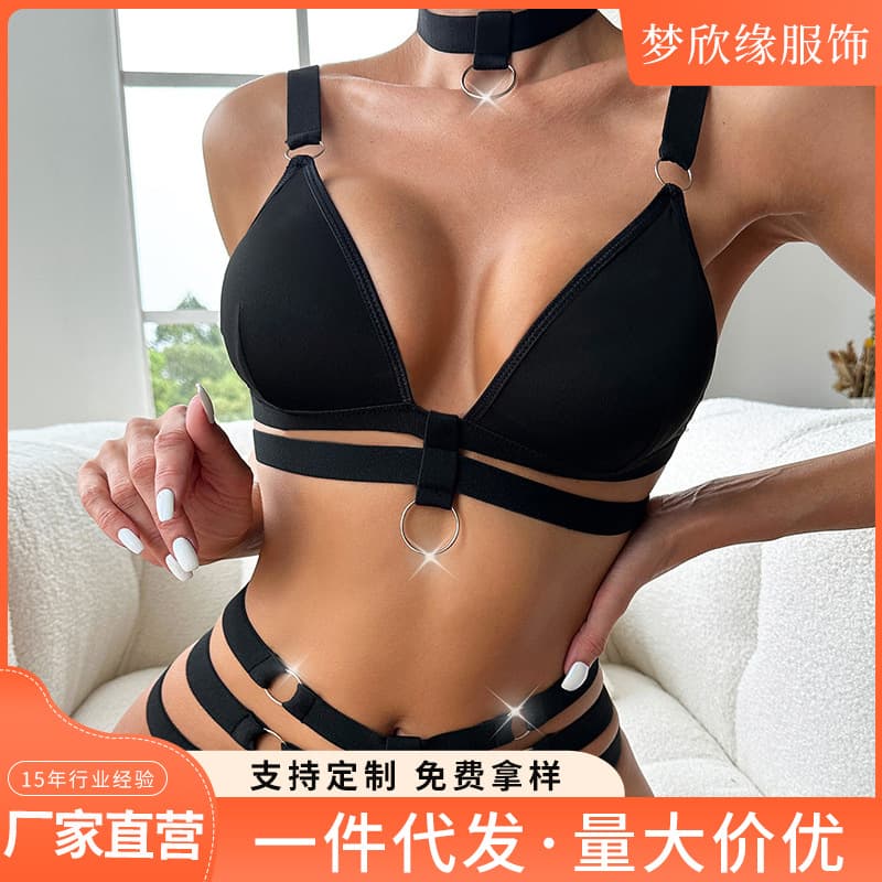 Sexy Lingerie 3-Piece Set with Push-Up Bra, Customizable Sexy See-Through Women's Lingerie Set