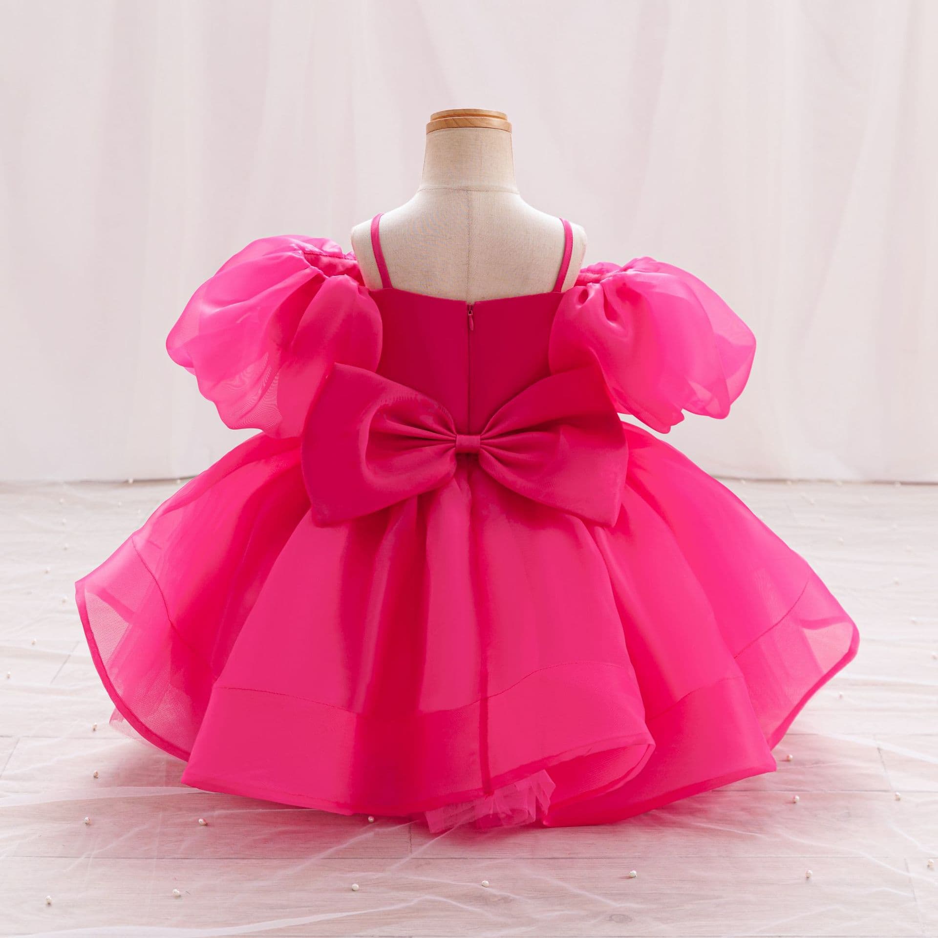 Children's Formal Dress Four Seasons New Style European and American Cross-border Little Girl Fashionable Princess Dress for Performance Hosting Tulle Skirt