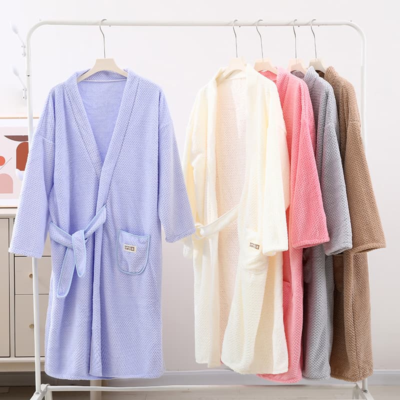 Bath Towel, Bath Wrap, Adult Bathrobe, Absorbent, Quick-Dry, Thickened, Long-Sleeved, Autumn and Winter, Soft Couple Bathrobe for Men and Women, Bathing Robe