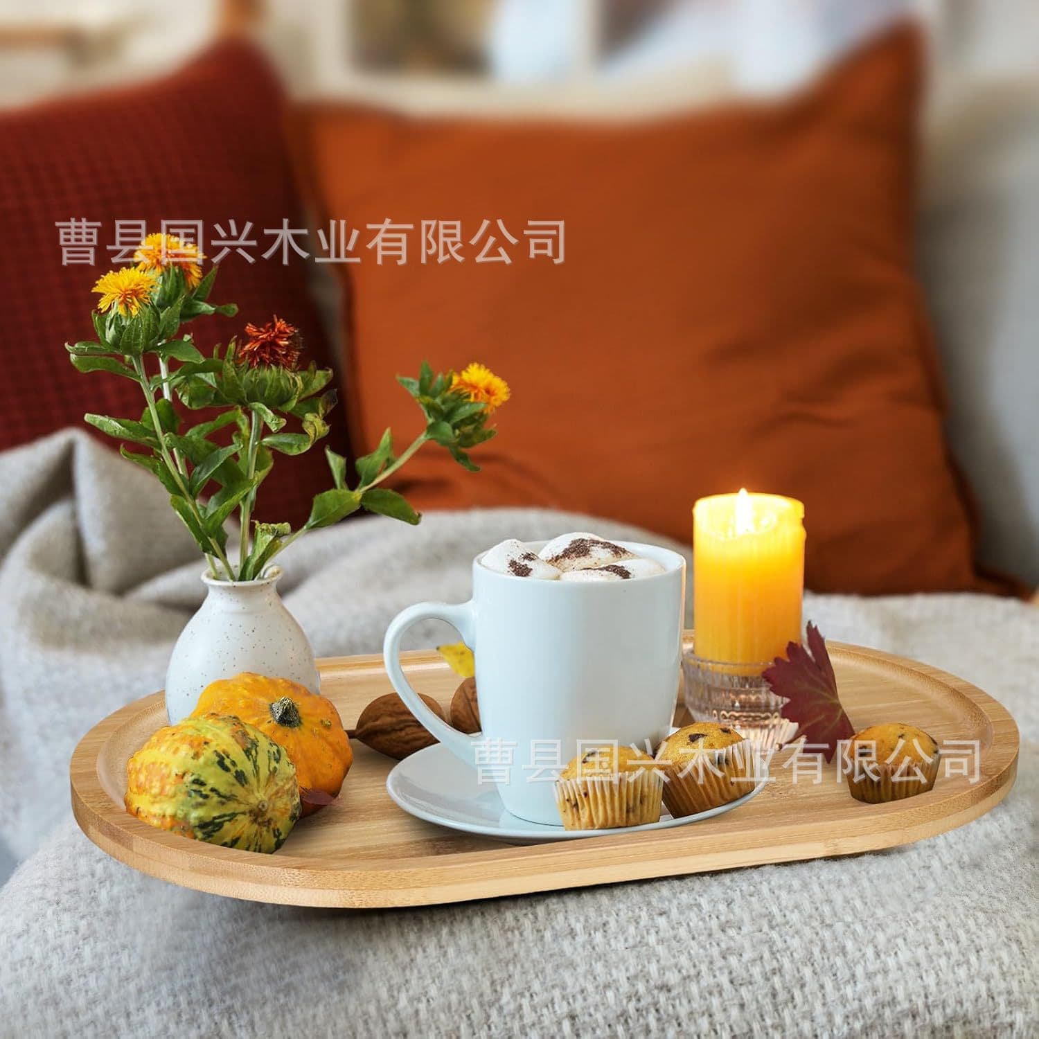 Solid wood dining tray bamboo bakery snack modern simple tray wooden living room kitchen fruit and vegetable tray
