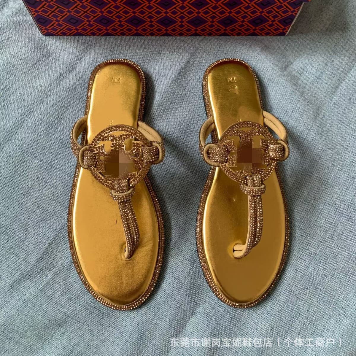 Ladyslippers Women's Shoes Cross-Border Foreign Trade Summer Tb Rhinestone Flip-Flops Ins Style Comfortable Flat Slippers