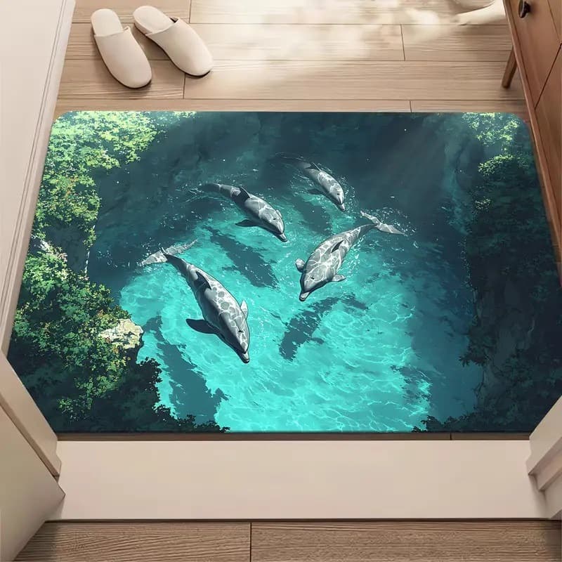 Creative Corrugated Carp Decorative Carpet Home Entrance Door Mat Kitchen Bathroom Stain-Resistant Easy-Care Door Mat