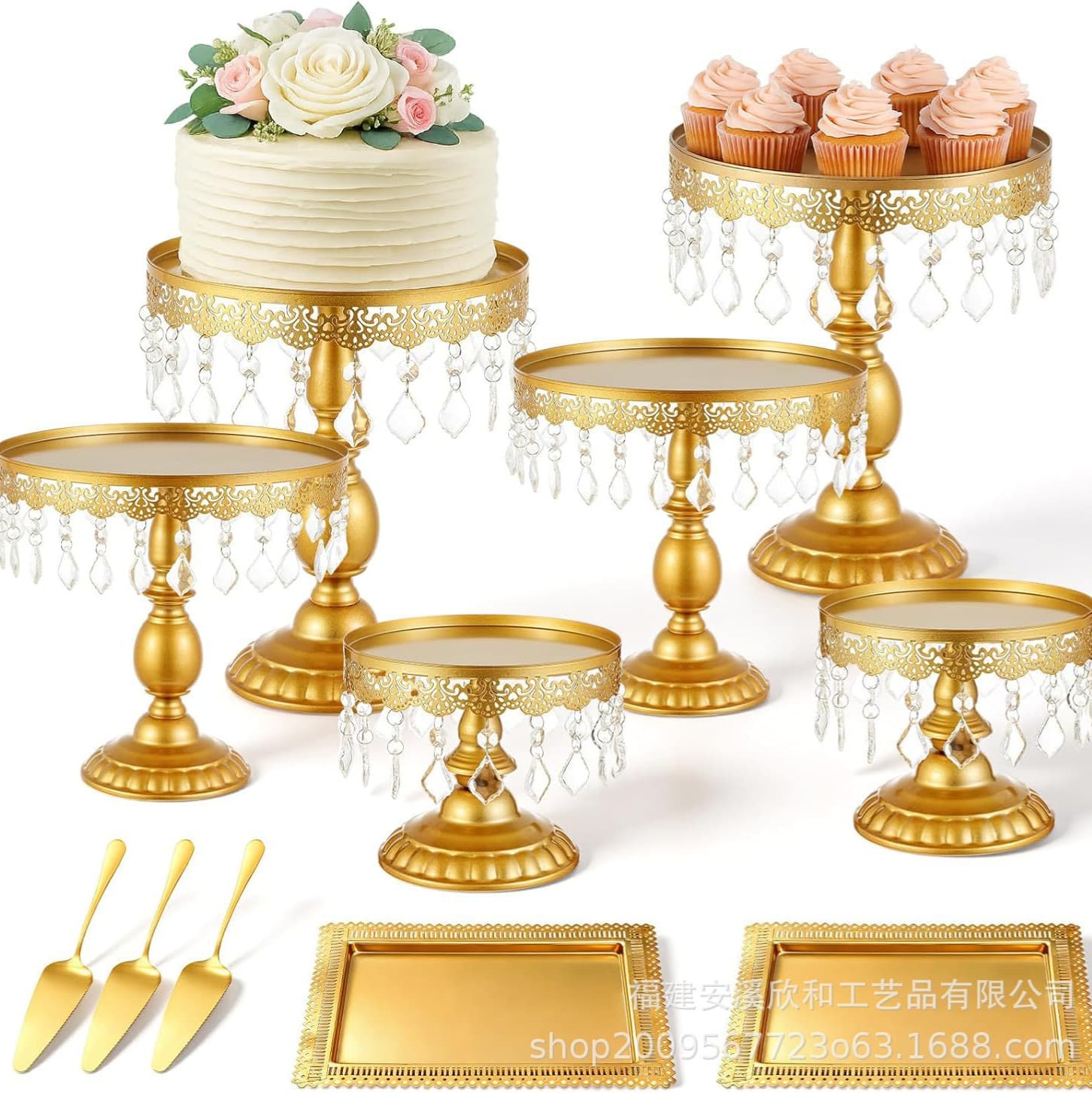 Light Luxury Metal Dessert Table European-style Tall Tray Wedding Decoration Dessert Stand Gold Pastry Cake Stand Set