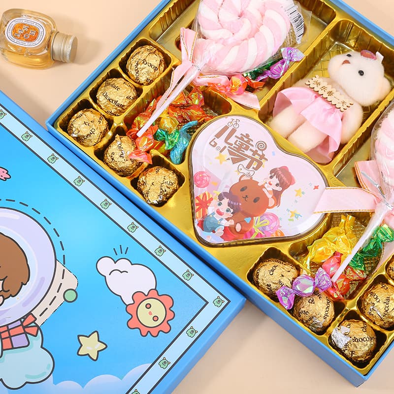 Children's Day Gift Box for Children, Chocolate, Marshmallow, Candy, Gift Box, Empty Box with Lid